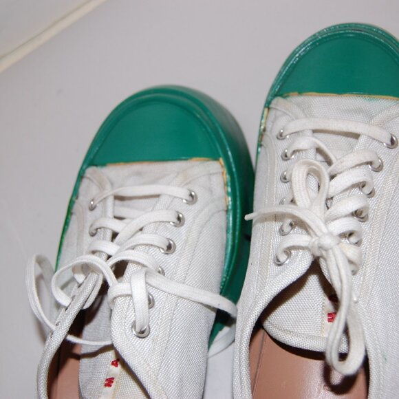 43/US9.5 🔥 Marni Green White Canvas lace Sneakers Made In SPAIN - Picture 12 of 13